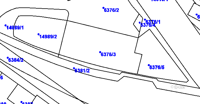 Parcela st. 6376/3 v KÚ Vsetín, Katastrální mapa