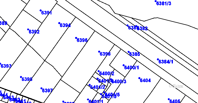 Parcela st. 6398 v KÚ Vsetín, Katastrální mapa