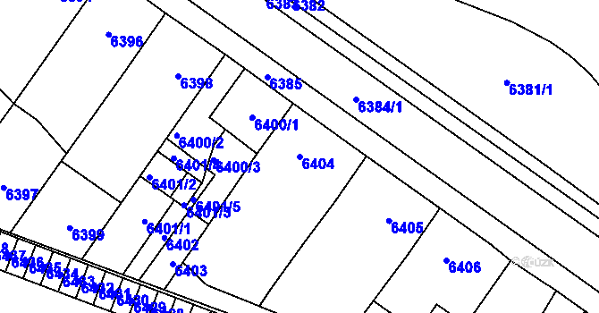 Parcela st. 6404 v KÚ Vsetín, Katastrální mapa