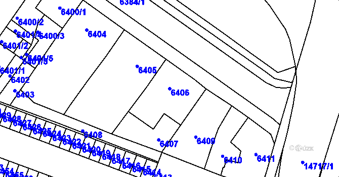 Parcela st. 6406 v KÚ Vsetín, Katastrální mapa