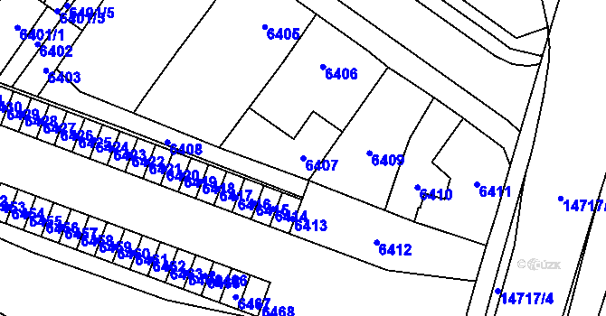 Parcela st. 6407 v KÚ Vsetín, Katastrální mapa