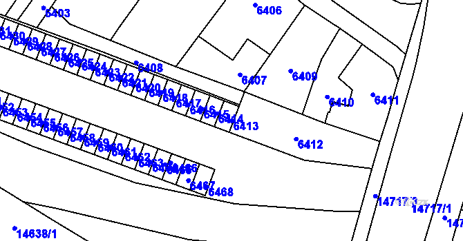 Parcela st. 6413 v KÚ Vsetín, Katastrální mapa