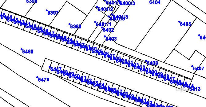 Parcela st. 6427 v KÚ Vsetín, Katastrální mapa