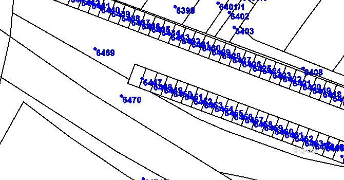 Parcela st. 6450 v KÚ Vsetín, Katastrální mapa
