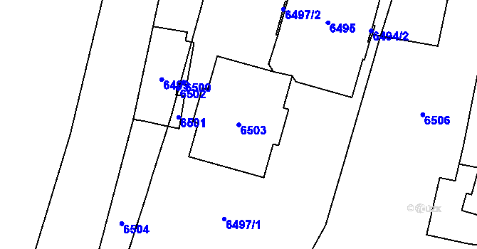 Parcela st. 6503 v KÚ Vsetín, Katastrální mapa