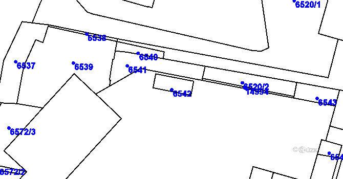 Parcela st. 6542 v KÚ Vsetín, Katastrální mapa