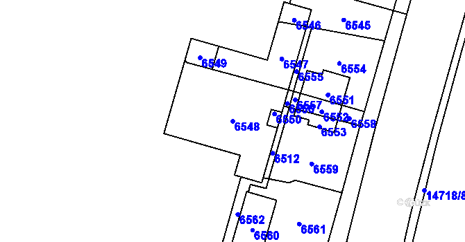 Parcela st. 6548 v KÚ Vsetín, Katastrální mapa