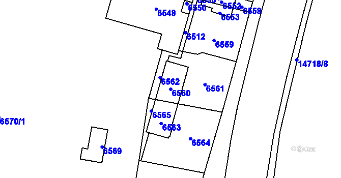 Parcela st. 6560 v KÚ Vsetín, Katastrální mapa