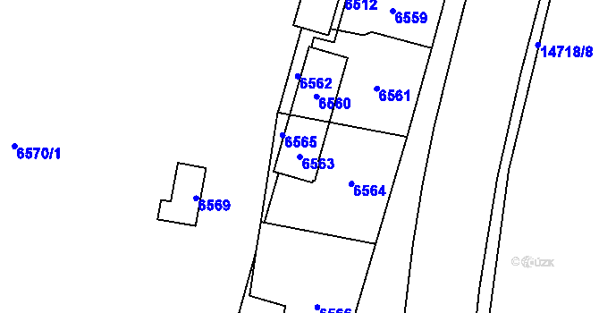 Parcela st. 6563 v KÚ Vsetín, Katastrální mapa