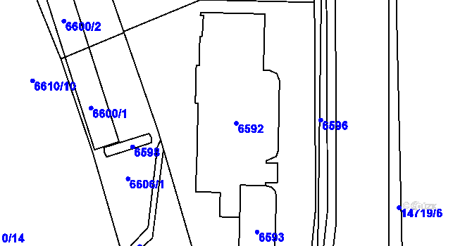 Parcela st. 6592 v KÚ Vsetín, Katastrální mapa
