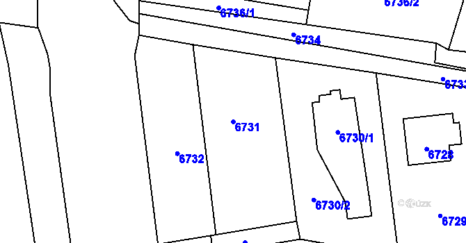 Parcela st. 6731 v KÚ Vsetín, Katastrální mapa