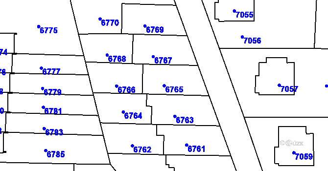 Parcela st. 6765 v KÚ Vsetín, Katastrální mapa
