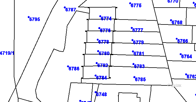 Parcela st. 6780 v KÚ Vsetín, Katastrální mapa