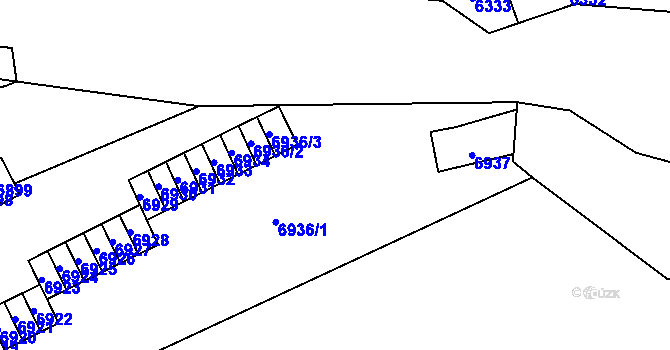 Parcela st. 6936 v KÚ Vsetín, Katastrální mapa
