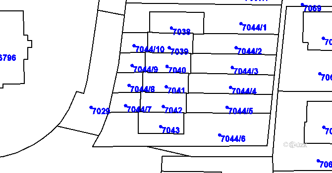 Parcela st. 7041 v KÚ Vsetín, Katastrální mapa