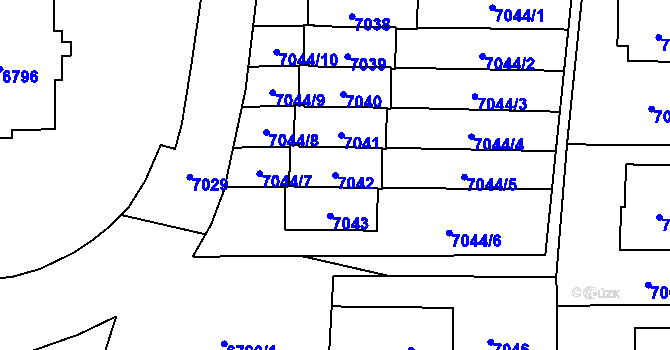 Parcela st. 7042 v KÚ Vsetín, Katastrální mapa