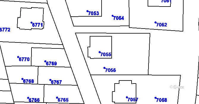 Parcela st. 7055 v KÚ Vsetín, Katastrální mapa