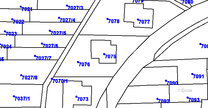 Parcela st. 7075 v KÚ Vsetín, Katastrální mapa