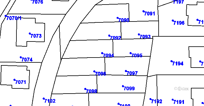 Parcela st. 7094 v KÚ Vsetín, Katastrální mapa