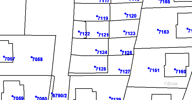 Parcela st. 7124 v KÚ Vsetín, Katastrální mapa