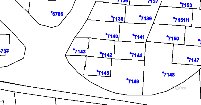 Parcela st. 7142 v KÚ Vsetín, Katastrální mapa