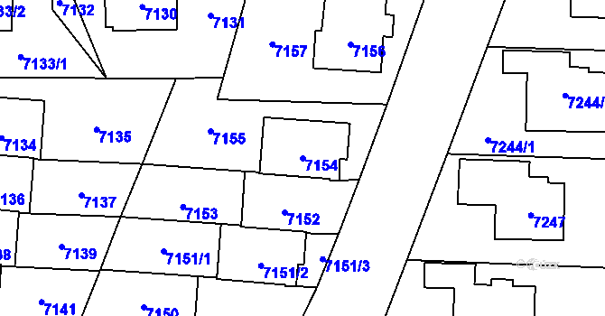 Parcela st. 7154 v KÚ Vsetín, Katastrální mapa