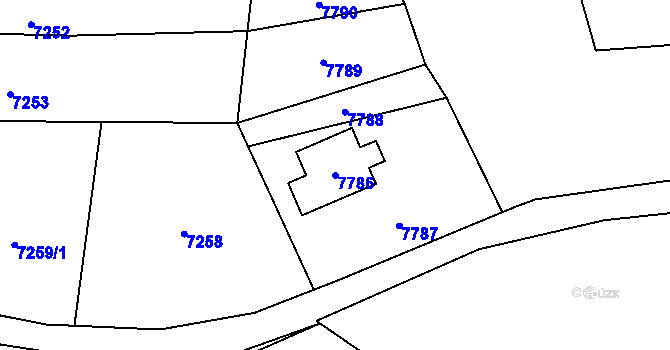Parcela st. 7786 v KÚ Vsetín, Katastrální mapa