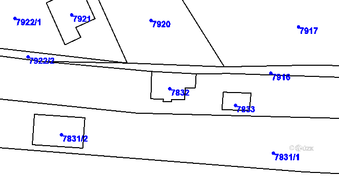 Parcela st. 7832 v KÚ Vsetín, Katastrální mapa