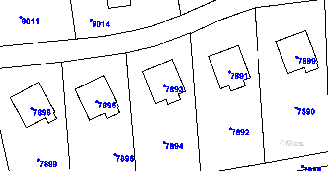 Parcela st. 7893 v KÚ Vsetín, Katastrální mapa