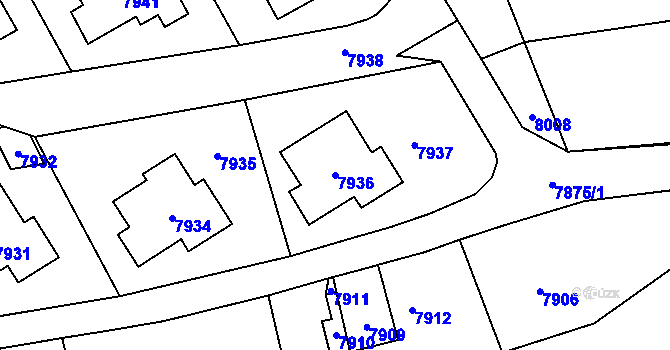Parcela st. 7936 v KÚ Vsetín, Katastrální mapa
