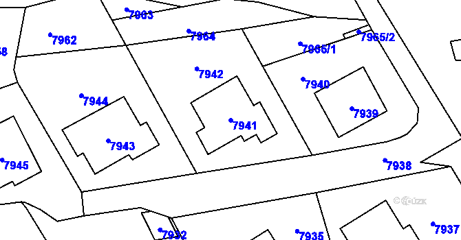 Parcela st. 7941 v KÚ Vsetín, Katastrální mapa