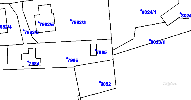 Parcela st. 7985 v KÚ Vsetín, Katastrální mapa