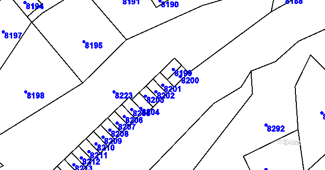 Parcela st. 8201 v KÚ Vsetín, Katastrální mapa