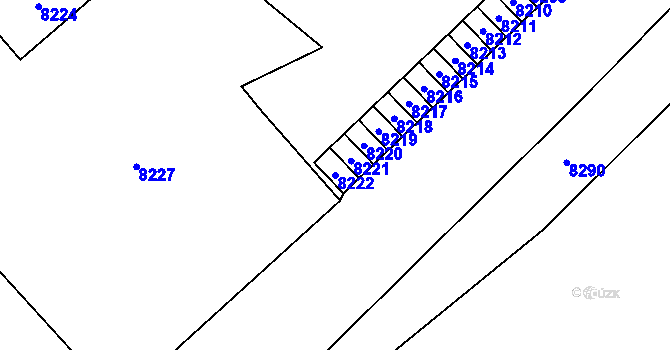Parcela st. 8222 v KÚ Vsetín, Katastrální mapa