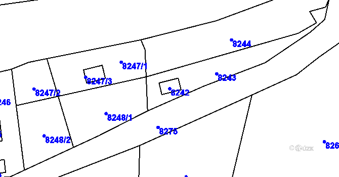 Parcela st. 8242 v KÚ Vsetín, Katastrální mapa