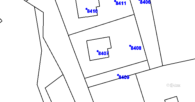 Parcela st. 8407 v KÚ Vsetín, Katastrální mapa