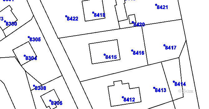 Parcela st. 8415 v KÚ Vsetín, Katastrální mapa
