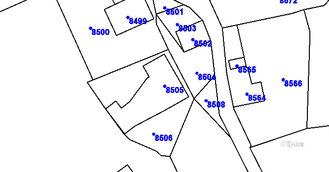 Parcela st. 8505 v KÚ Vsetín, Katastrální mapa