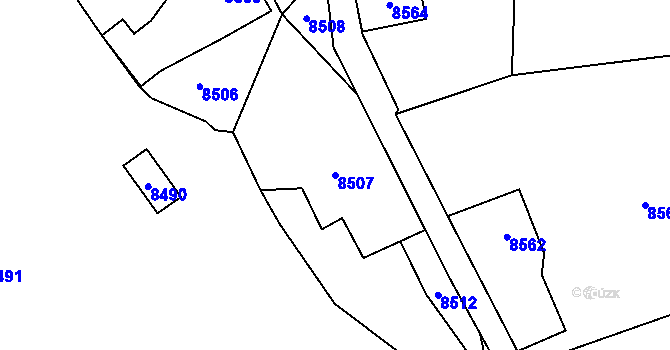 Parcela st. 8507 v KÚ Vsetín, Katastrální mapa