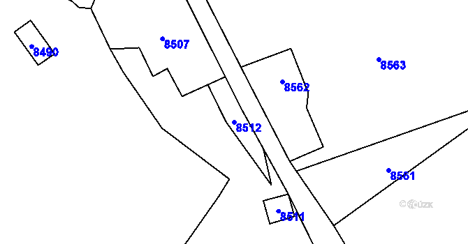 Parcela st. 8512 v KÚ Vsetín, Katastrální mapa