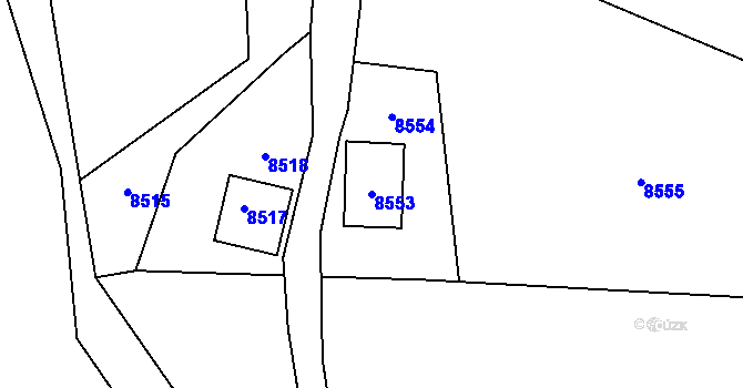 Parcela st. 8553 v KÚ Vsetín, Katastrální mapa