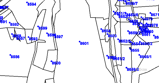 Parcela st. 8601 v KÚ Vsetín, Katastrální mapa