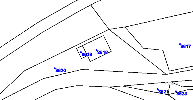 Parcela st. 8618 v KÚ Vsetín, Katastrální mapa