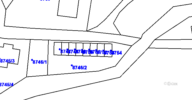 Parcela st. 8752 v KÚ Vsetín, Katastrální mapa