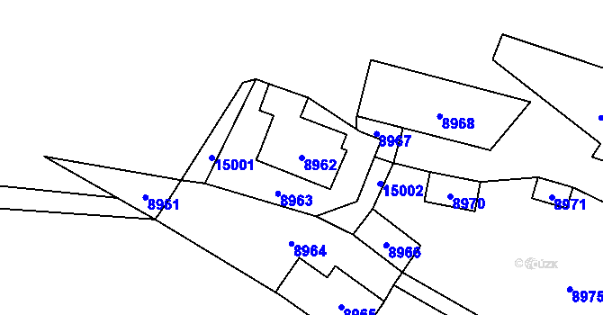 Parcela st. 8962 v KÚ Vsetín, Katastrální mapa