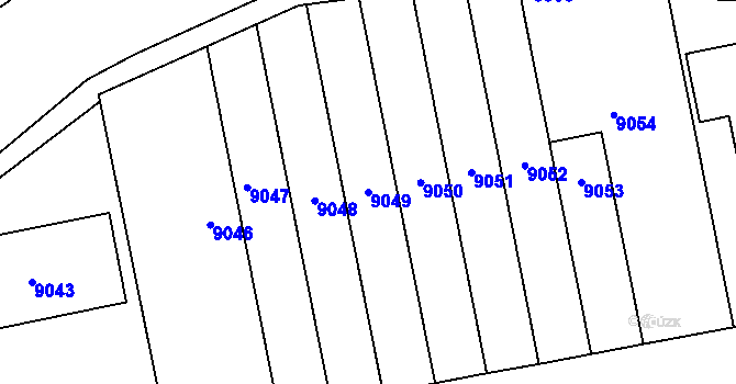 Parcela st. 9049 v KÚ Vsetín, Katastrální mapa