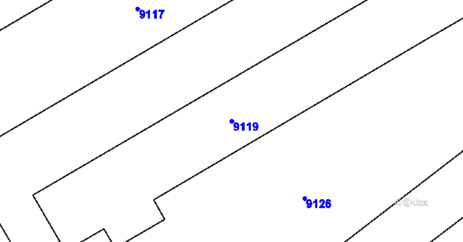 Parcela st. 9119 v KÚ Vsetín, Katastrální mapa