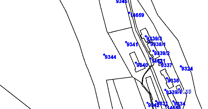 Parcela st. 9344 v KÚ Vsetín, Katastrální mapa