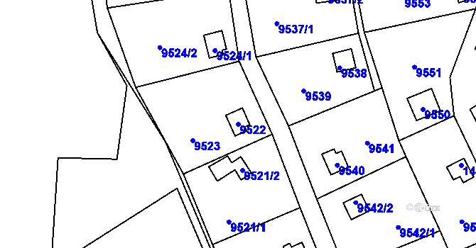 Parcela st. 9522 v KÚ Vsetín, Katastrální mapa