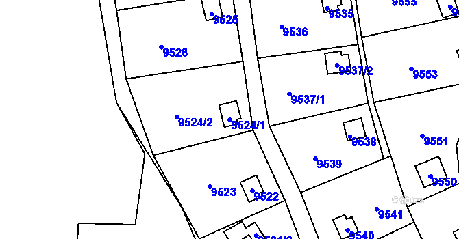 Parcela st. 9524/1 v KÚ Vsetín, Katastrální mapa